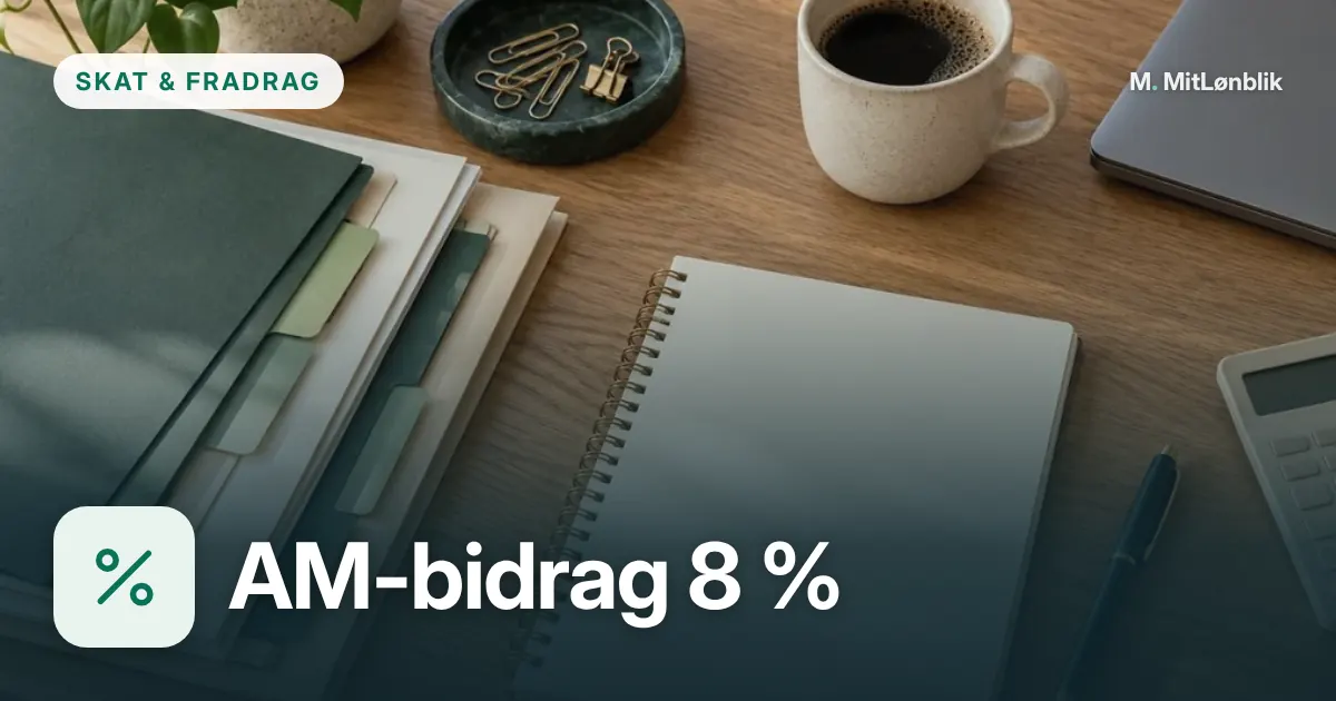 AM-bidrag på 8 procent af lønnen – illustration til guiden