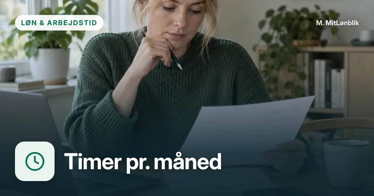 Illustration til Arbejdstimer pr. måned beregner